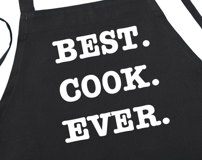 Novelty Chef Apron Best Cook Ever, Funny Barbecue Black Aprons, Unique Cooking Gift