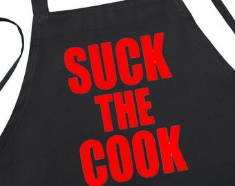 Funny Offensive Aprons Suck The Cook, Sexy Aprons For Men, Sarcastic Black Barbecue Aprons