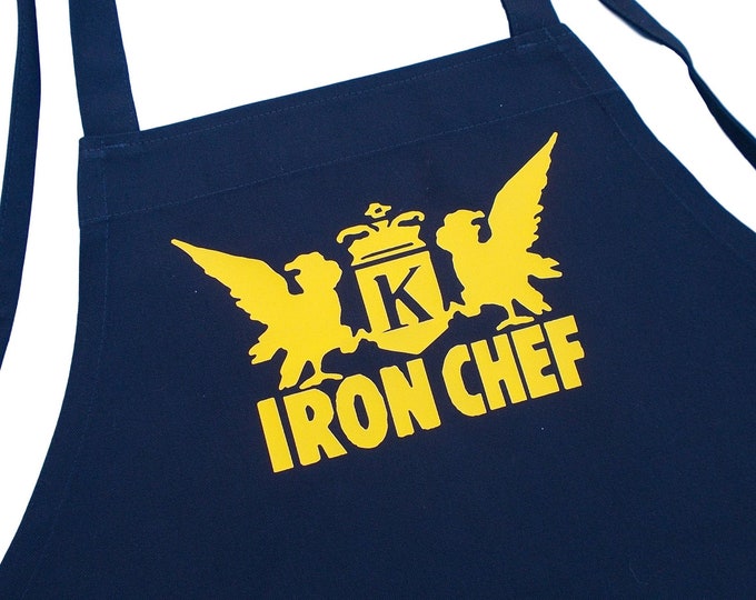 Kitchen Stadium Iron Chef Aprons, Black Professional Cooking Aprons, Designer Aprons For Women And Men