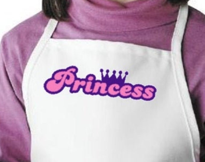 Cute Childrens Apron Princess Child Cooking White Aprons, Kids Kitchen Aprons