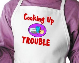 Cooking Up Trouble Cute Children's Apron For Child Cooks, Kids Kitchen Aprons