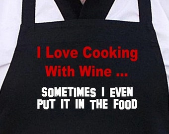 Funny Wine Humor Sayings Black Apron I Love Cooking With Wine