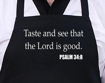 Christian Black Cooking Aprons The Lord Is Good Kitchen Apron