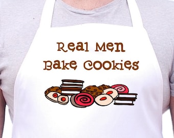 Kitchen Aprons For Men Real Men Bake Cookies White Cooking Apron