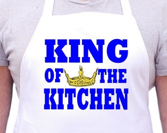 King Of The Kitchen Aprons For Men, Full Size Chef Aprons For Guys, Extra Long Ties