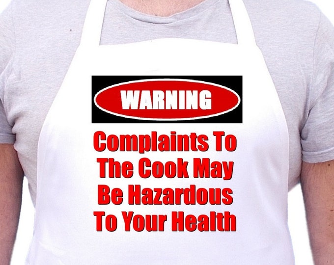 Funny Kitchen Aprons Complaints To The Cook White Chef Apron, Extra Long Ties