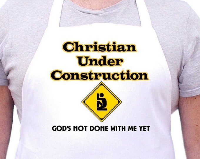 Religious Church Aprons Christian Under Construction Chef Apron