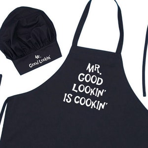 Apron and Chef Hat Set Mr. Good Lookin', BBQ Gift Idea, Aprons For Men