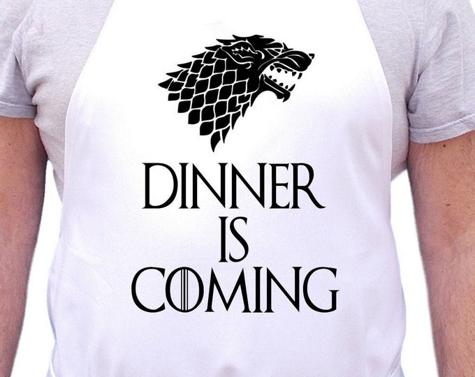 Game Of Thrones Apron Dinner Is Coming, Funny White Chef Aprons For Men And Women, Extra Long Ties