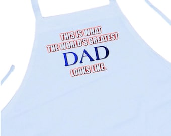 Chef Aprons For Men World's Greatest Dad Novelty Cooking Apron by CoolAprons