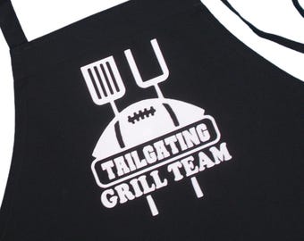 Tailgating Grill Team Black BBQ Apron, Game Day Chef Apron,  Professional Quality Cooking Aprons by CoolAprons