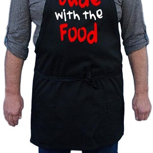 Black Barbecue Apron Dude With the Food Funny Aprons for Men, BBQ Gift ...