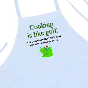 Golfing Gift Ideas Cooking Is Like Golf, Funny Kitchen Aprons, Golfers Chef Apron
