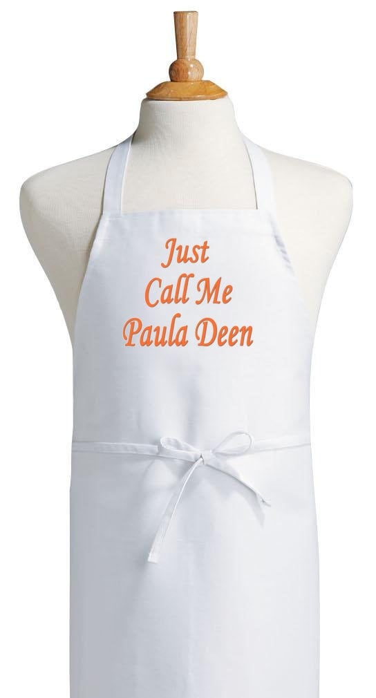 Just Call Me Paula Deen Funny Kitchen Aprons For Women, White Chef Apron,  Machine Washable