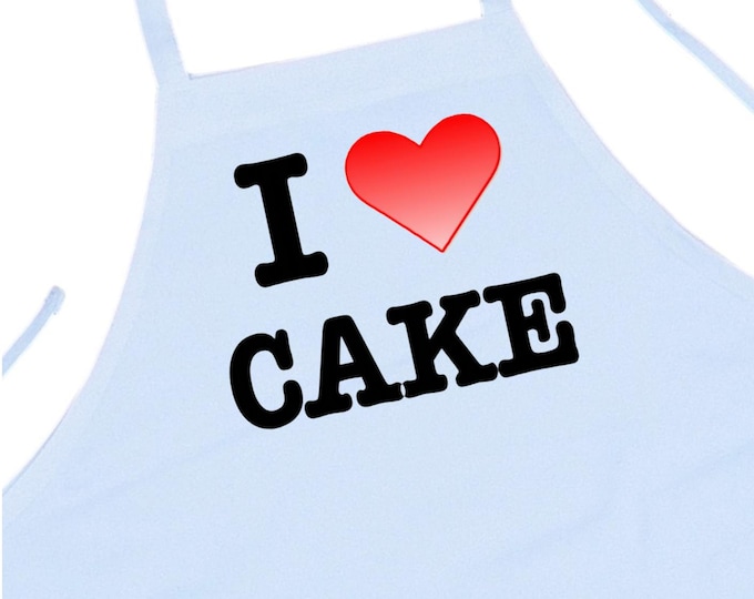 I Love Cake White Baking Apron, Chef Aprons For Women And Men, Machine Washable
