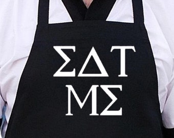Greek Letters Funny Kitchen Aprons, Fraternity And Sorority Cooking Apron, Black BBQ Apron