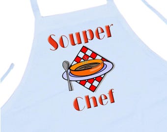 Funny Cooking Apron Souper Chef Aprons With Attitude, White Chef Aprons With Extra Long Ties