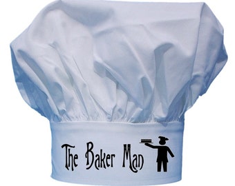 The Baker Man White Chef Hats For Baking, Fully Adjustable, Funny Pastry Hats