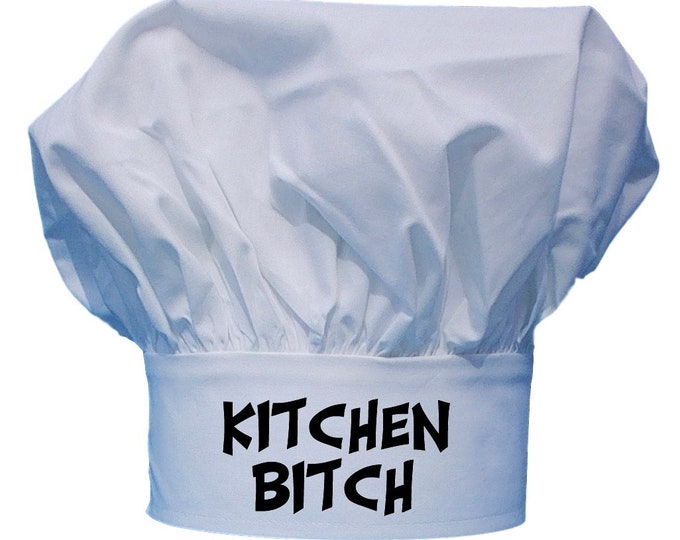 Kitchen Bitch Fully Adjustable Adult Chef Hat, Toques For Cooking And Grilling, Funny Chef cap