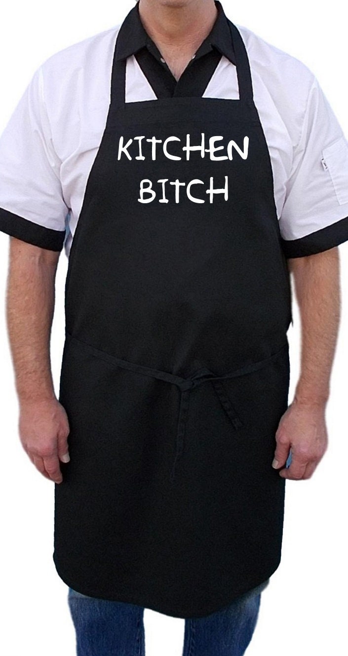 Funny Cooking Aprons Kitchen Bitch Adults Black Apron Novelty Barbecue Chef Aprons 