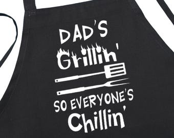 Dad's Grillin' Funny Grilling Aprons For Men, Fun BBQ Gift For Dad