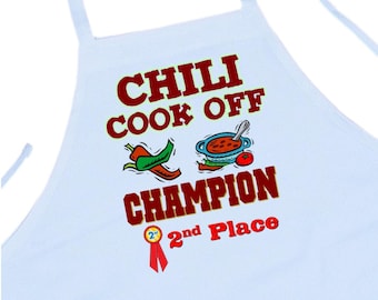 Second Place Chili Cook Off Champion Aprons, Winning Prize For Chili Cook Offs, Chili Competition Trophy