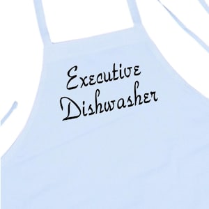 Delantales para lavar platos, lavavajillas ejecutivo, delantales de cocina blancos divertidos, idea de regalo de delantal