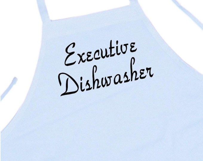 Funny Cooking Aprons Executive Dishwasher Novelty Apron, Humorous White Aprons For The Kitchen