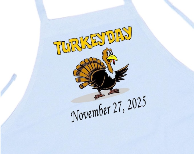 Holiday Apron TurkeyDay White Kitchen Aprons, Thanksgiving Chef Aprons For Cooking And Baking