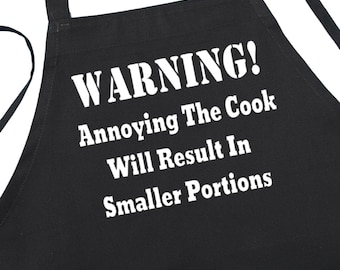 Funny Chef Apron Annoying The Cook, Sarcastic Kitchen Gift, Black BBQ Apron