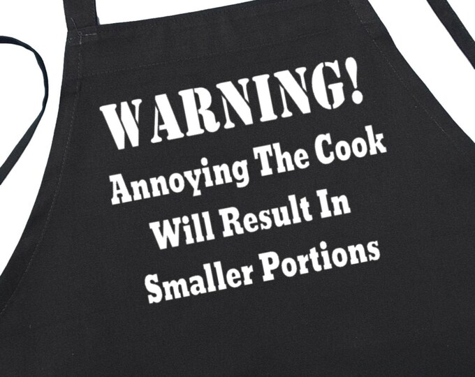 Funny Chef Apron Annoying The Cook, Sarcastic Kitchen Gift, Black BBQ Apron