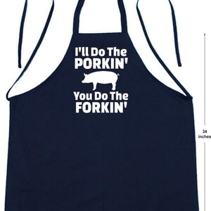 Funny BBQ Apron, I'll Do The Porkin', Black Cooking Aprons For Men And Women image 3