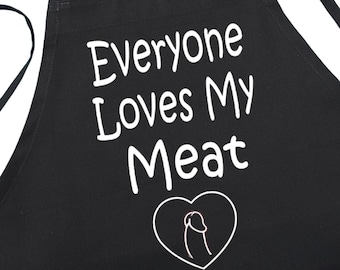 Everyone Loves My Meat Risque BBQ Aprons, Sexy Aprons For Men, Best Black Grilling Aprons