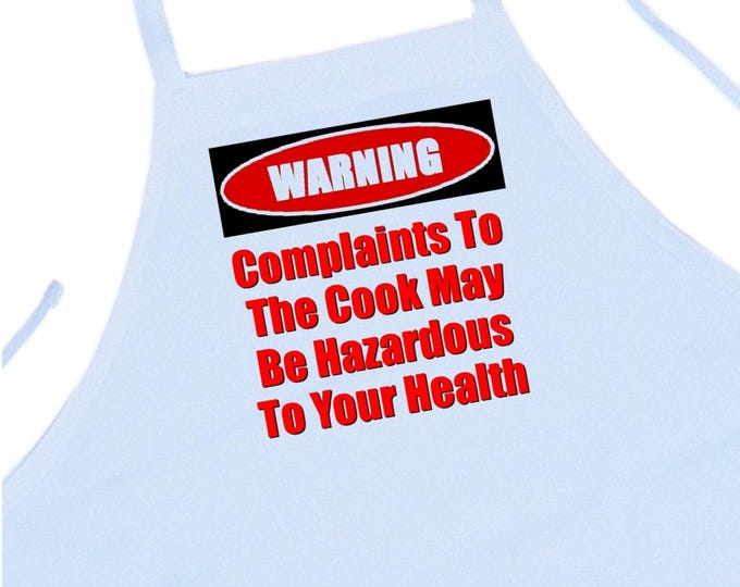 Warning - Complaints To The Cook Funny Apron For Men And Women, Stylish White Chef Apron