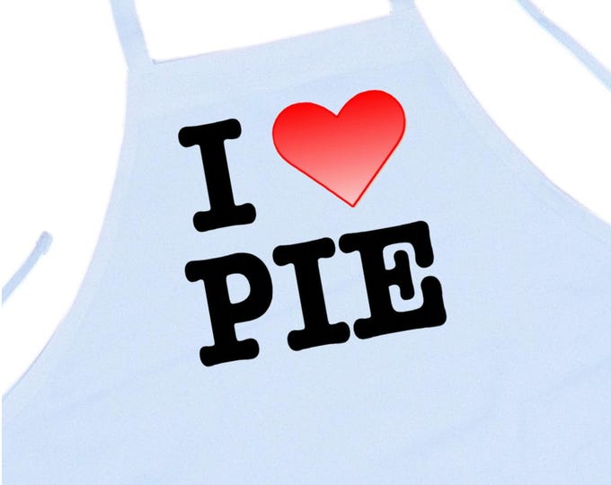I Love Pie White Baking Apron, Funny Kitchen Aprons, Machine Washable, Extra Long Ties