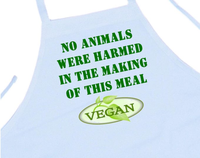 White Cooking Aprons For Vegans No Animals Were Harmed, Best Kitchen Aprons With A Vegan Theme