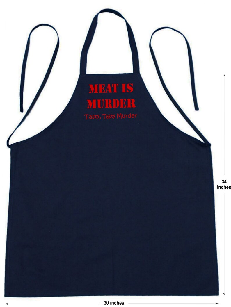 Black BBQ Apron Meat is Murder Funny Grilling Aprons Etsy