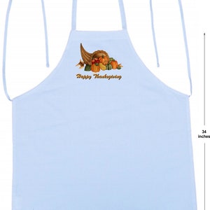 Holiday Apron Happy Thanksgiving White Kitchen Aprons, Thanksgiving Cooking Aprons image 3