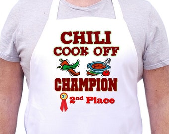 White Bib Apron Chili Cook Off Champion Second Place Chef Aprons