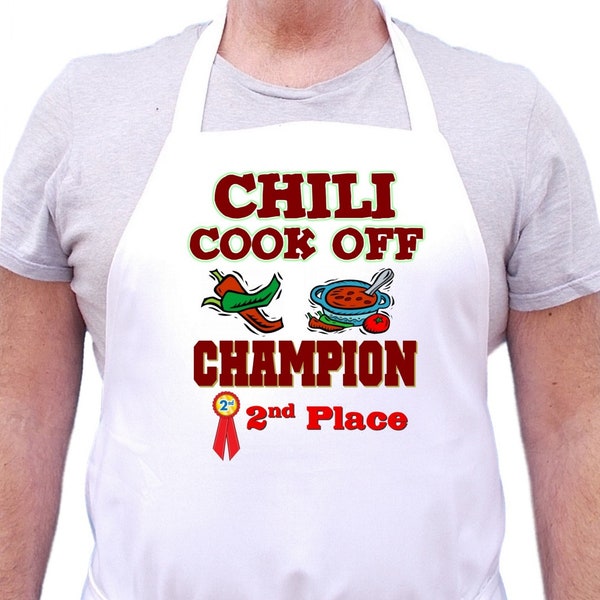 White Bib Apron Chili Cook Off Champion Second Place Chef Aprons