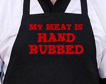 Funny Barbecue Apron My Meat Is Hand Rubbed Chef Aprons