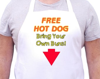 Funny White Apron Free Hot Dog Novelty Cooking Aprons For Men