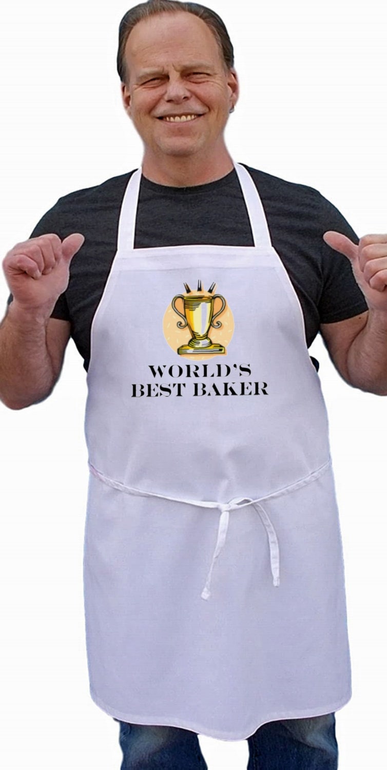 World's Best Baker White Cooking Apron, Funny Kitchen Aprons For Women And  Men, Machine Washable