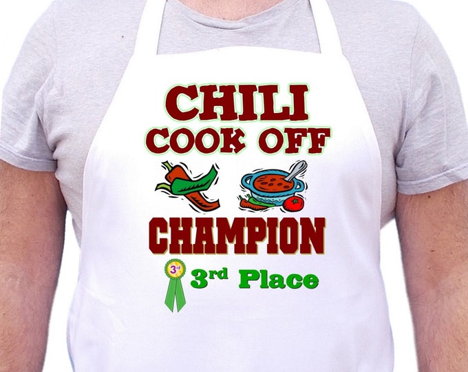 White Bib Apron Chili Cook Off Champion Third Place Chef Aprons