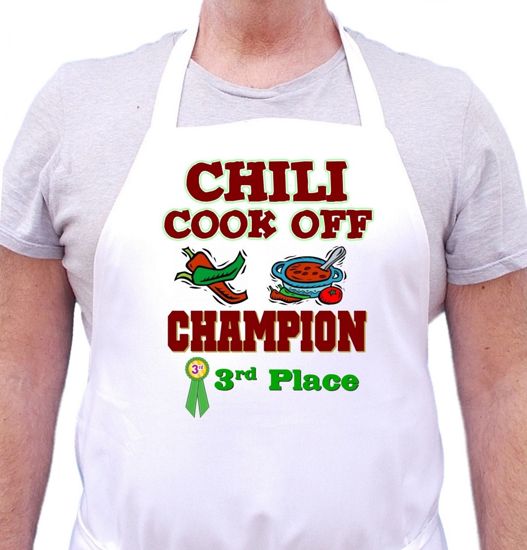 White Bib Apron Chili Cook Off Champion Third Place Chef Aprons