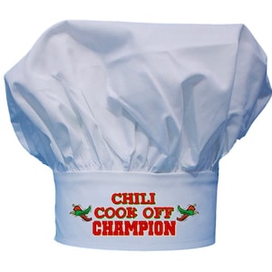 Chili Cook Off Champion Chef Hat, White Toques, One Size Fits All, Competition Tasting, Judges Trophies, Cook-Off Event, Prize Winner