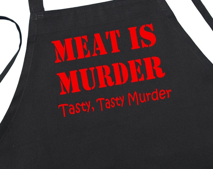 Meat Is Murder Chef Aprons For The Grill Or Kitchen, Black Cooking Aprons For Men And Women
