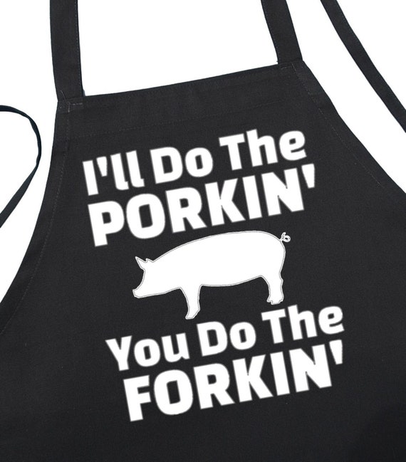 Funny BBQ Apron, I'll Do The Porkin', Black Cooking Aprons For Men And Women