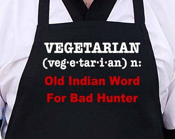 Funny Black BBQ Aprons Vegetarian Old Indian Word Chef Apron