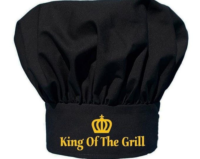 King of the Grill Black Chef Hat, BBQ Master Cooking Hat Fully Adjustable